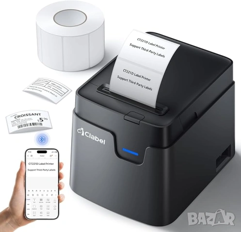 Принтер за етикети НОВ CLABEL 221D Bluetooth Thermal Label Printer , снимка 4 - Принтери, копири, скенери - 53927338