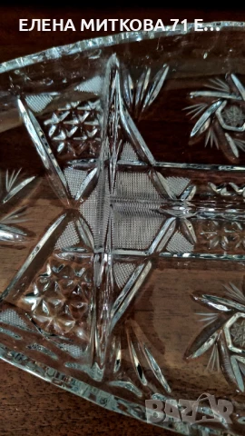 Масивно кристално плато за разядки с 3 отделения, снимка 5 - Чинии - 50653633