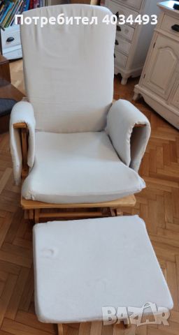Люлеещ стол за кърмене + люлееща табуретка, снимка 2 - Мебели за детската стая - 46309187
