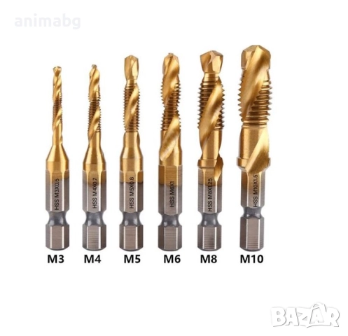 ANIMABG Комплект свредла с шестостенна опашка и титаниево покритие, M3, M4, M5, M6, M8, M10
