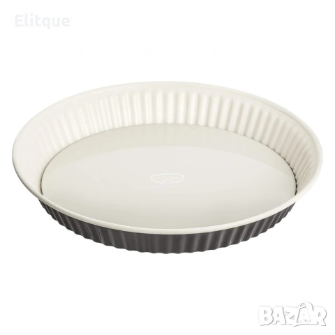 Форма за тарт и киш (28 см) с емайлирано дъно и незалепващо покритие, снимка 3 - Съдове за готвене - 53501388