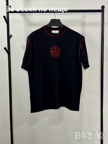 Stone Island Мъжка Черна Тениска С Бродирано Лого👕Мъжка Блуза С Къс Ръкав Код V.B.47