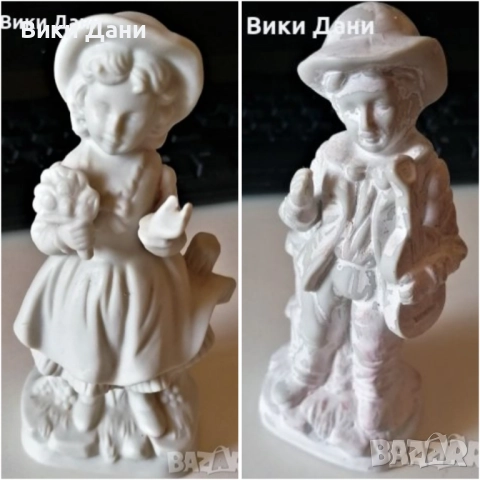 порцелан момиче с букет момче музикант