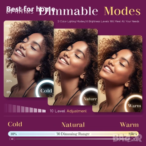 UPhitnis 12-инчова пръстеновидна светлина със статив за мобилен телефон, снимка 2 - Светкавици, студийно осветление - 50663337