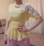 Дамска жълта блуза с дантела, снимка 1