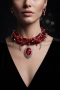 Червен комплект колие и обеци , снимка 3