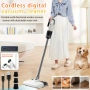 Безжична Вертикална Прахосмукачка 2 в 1 с Моп SENBOWE Lingo, 3в1, 19KPa, 110W, бяла, 70 мин Работа!, снимка 4