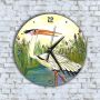 Стенен Часовник - Щъркел В Блато Папури Арт, снимка 1 - Стенни часовници - 45671357