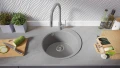 Сива кръгла кухненска мивка от гранит Пиза 45 Top 500 x 500 мм, снимка 6