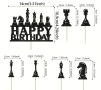 шах шахматни фигури Happy Birthday топер топери украса за торта мъфини кексчета парти декор рожден д, снимка 2