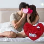 Подаръчна плюшена музикална възглавничка Сърце с бял надпис LOVE, 40см, снимка 5