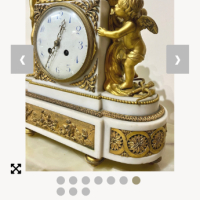 Френски каминен бронзов часовник+бронзови вази/материал-позлатен бронз,мрамор/, снимка 15 - Стенни часовници - 45074322