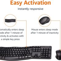 Amazon Basics Ергономични безжични клавиатура и мишка, черни, снимка 5 - Клавиатури и мишки - 45221528