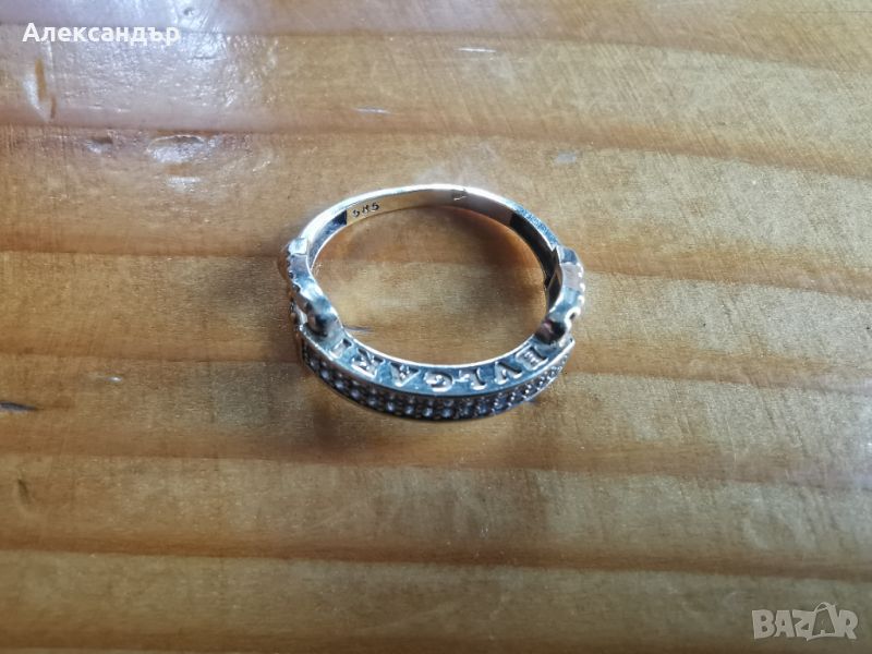 Дамски златен пръстен Булгари с камъни - 14к, 2,40 гр. 18 мм., снимка 1