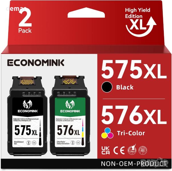 Economink PG-575XL CL-576XL Касета с мастило за Canon 575 576 XL за принтер PIXMA (1 черен, 1 цвят), снимка 1