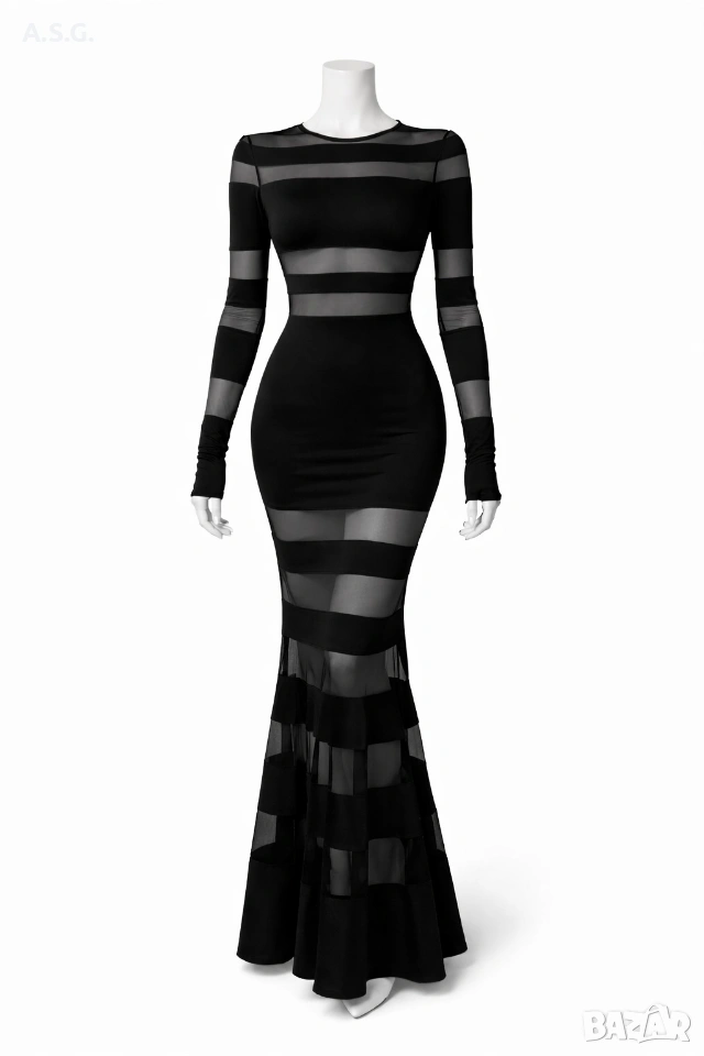 Уникална дълга черна рокля , снимка 1