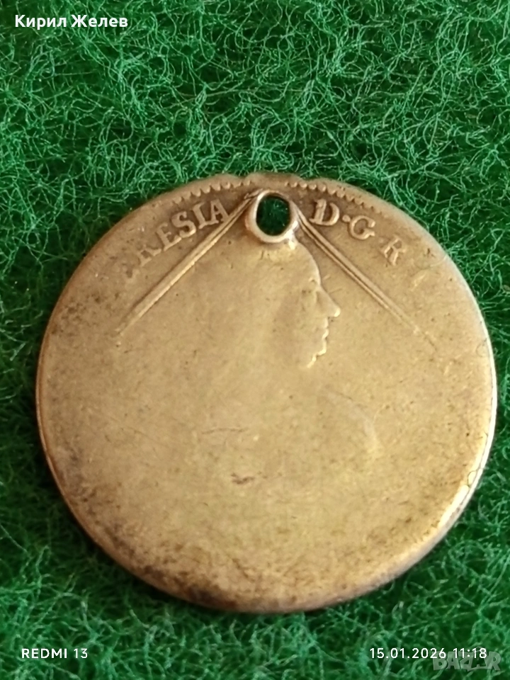 Сребърна монета 30 кройцера 1766г. Мария Терезия Австрия за КОЛЕКЦИЯ 52897, снимка 1