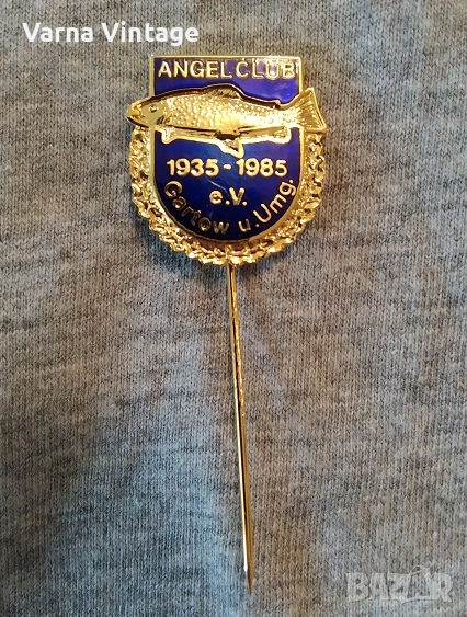 Значка "ANGEL CLUB 1935-1985 e.V. Gartow u.Umg." 50 години риболовен клуб. месинг. ЛУКС. , снимка 1