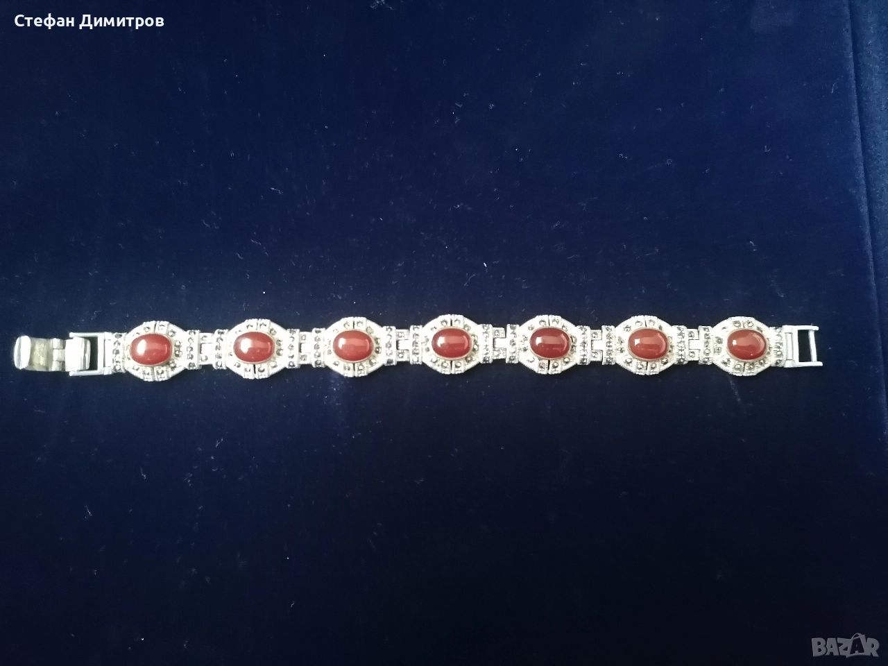 сребърна гривна с полускъпоценни камъни карниол, снимка 1