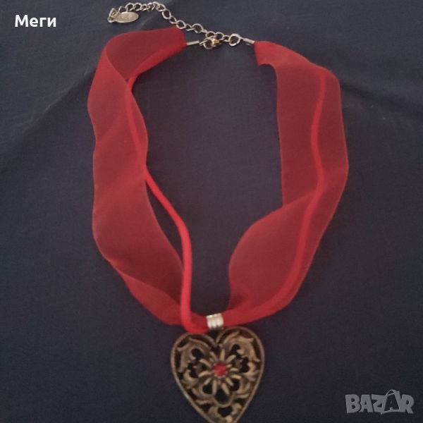 Колие Costume Chain Dirndl Heart Red Collar Oktoberfest, снимка 1