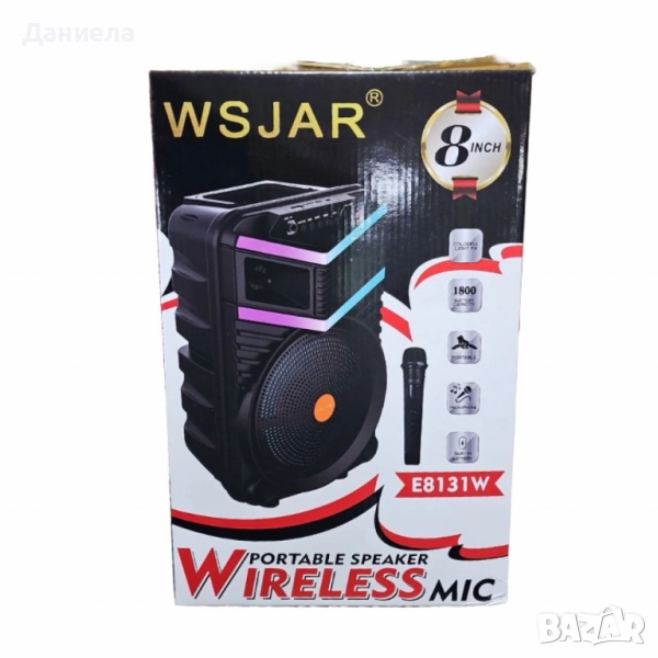 Преносима безжична тонколона с мощен звук и LED ефекти WSJAR E8131W, снимка 1