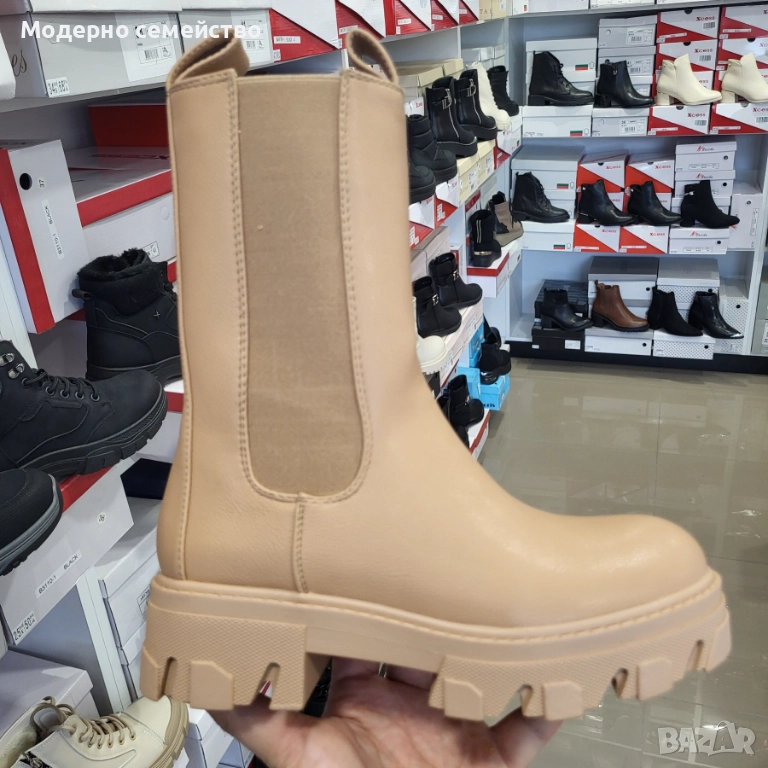 Стилни дамски боти в бежево ПРОМОЦИЯ , снимка 1