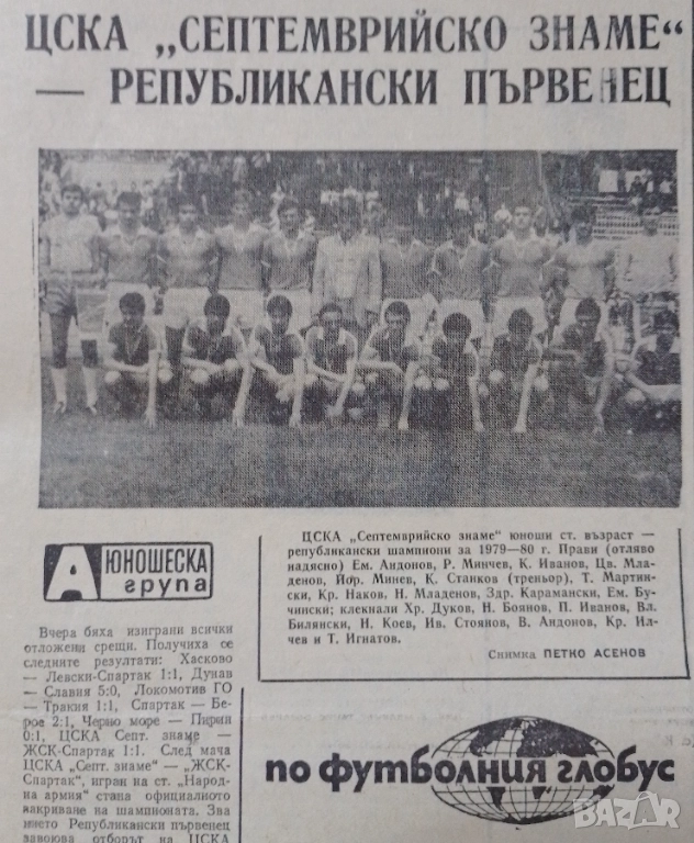 Народен спорт, ЦСКА шампион юноши 1980г., снимка 1