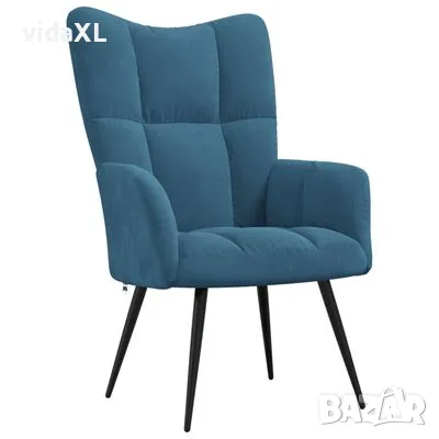 vidaXL Релаксиращ стол, син, кадифе(SKU:328083), снимка 1