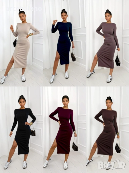 Дамски комплект Paola: миди пола и блуза с дълги ръкави, 6цвята , снимка 1