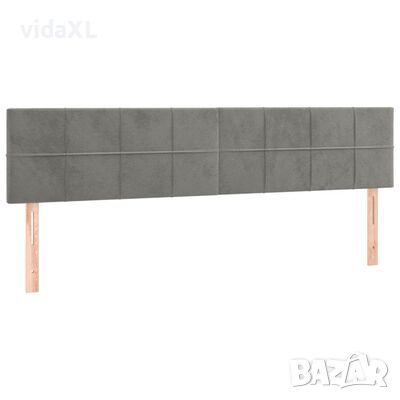vidaXL Горни табли за легло, 2 бр, светлосиви, 100x5x78/88 см, кадифе(SKU:346096, снимка 1