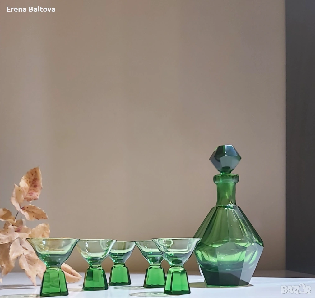 🍀🪷Гарафа декантер  и шотове Ар Деко, снимка 1