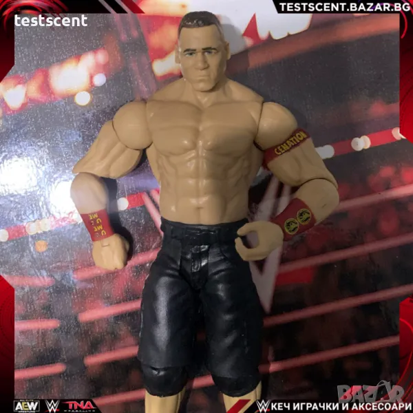 Екшън фигура WWE John Cena Джон Сина Mattel Basic Black Shorts Red Bands figure играчка, снимка 1