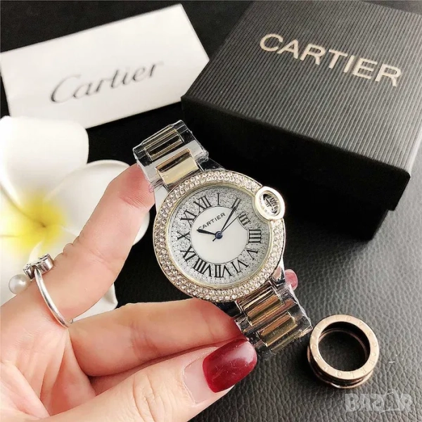 Луксозен дамски ръчен часовник CARTIER. Ръчен водоустойчив часовник, снимка 1