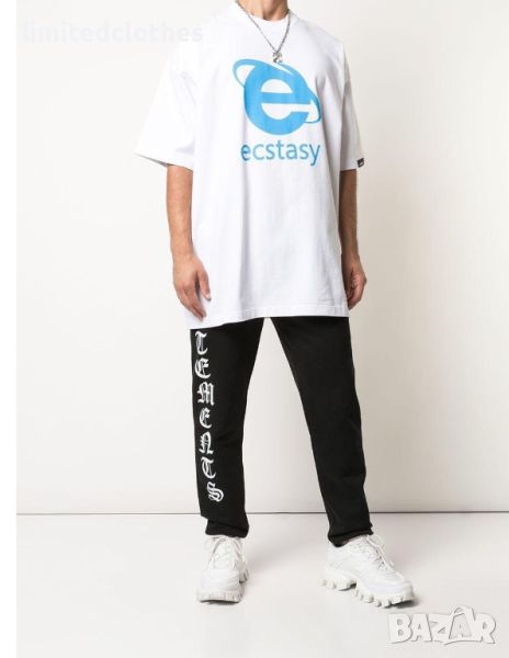 VETEMENTS White Ecstasy Logo Print Oversized Мъжка / Дамска Тениска size М (XL), снимка 1