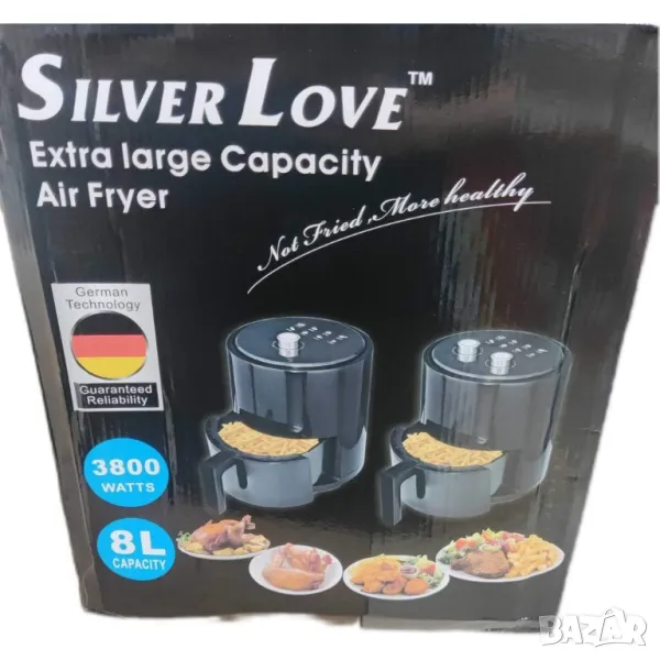 Домакински фритюрник  8 литра "airfryer" с голям капацитет Silver love, снимка 1