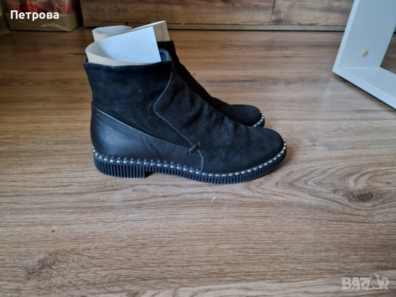 Дамски черни боти ест. велур, снимка 1
