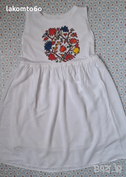 Рокля с рисувана шевица, размер 128-134., снимка 1