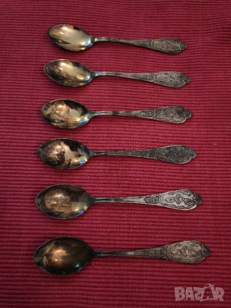Винтидж посребрени лъжички за чай, СССР. , снимка 1