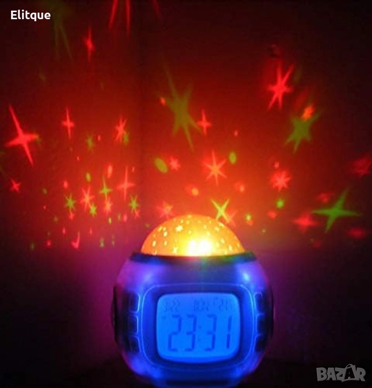 Будилник с прожекционна лампа – магията на звездното небе във вашата стая +музика, снимка 1