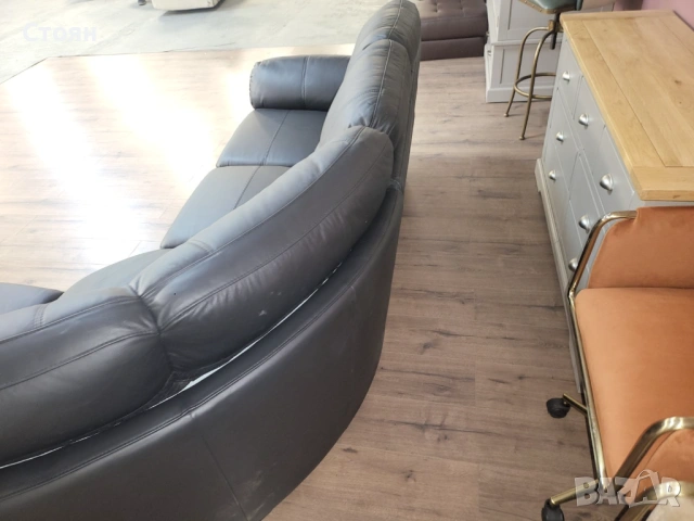 Черен кожен ъглов диван, снимка 9 - Дивани и мека мебел - 53716392