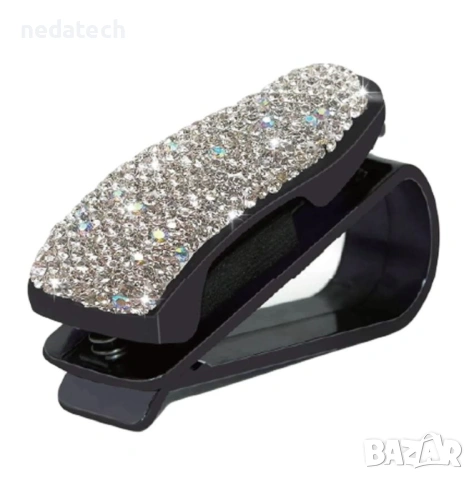 Клипс за очила за сенник на автомобил, с камъни