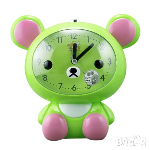 Детски настолен часовник със светлина и функция за будилник с батерии Мече, 15 х 16 см, снимка 3 - Детски - 45759615