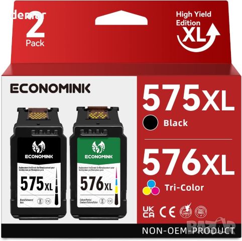 Economink PG-575XL CL-576XL Касета с мастило за Canon 575 576 XL за принтер PIXMA (1 черен, 1 цвят)