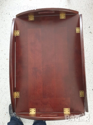 Винтидж помощна дървена масичка на колела/маса-табла за сервиране 60x70x50см, снимка 5 - Маси - 51439731