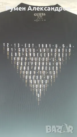 Мъжка черна тениска GUESS SLIM FIT размер S, снимка 3 - Тениски - 49638659