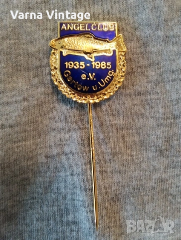 Значка "ANGEL CLUB 1935-1985 e.V. Gartow u.Umg." 50 години риболовен клуб. месинг. ЛУКС. 