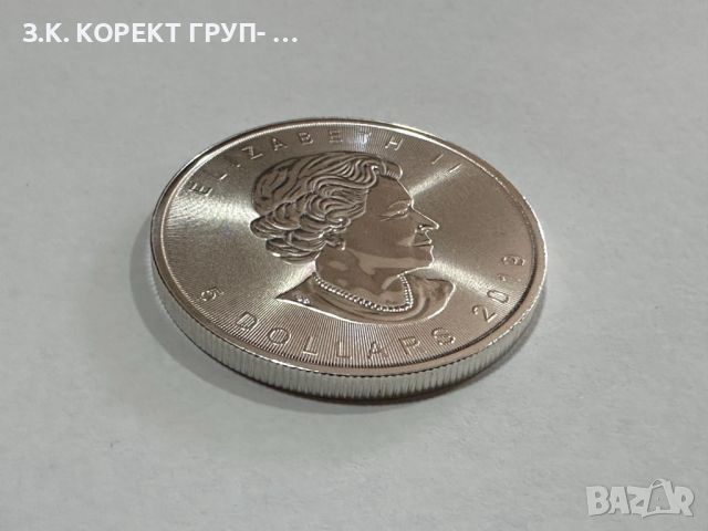 Сребърна Монета 1 Унция Канадски Кленов Лист 2019, снимка 2 - Други - 46414232