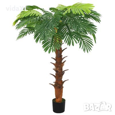vidaXL Изкуствена сагова палма със саксия, 160 см, зелена(SKU:336308