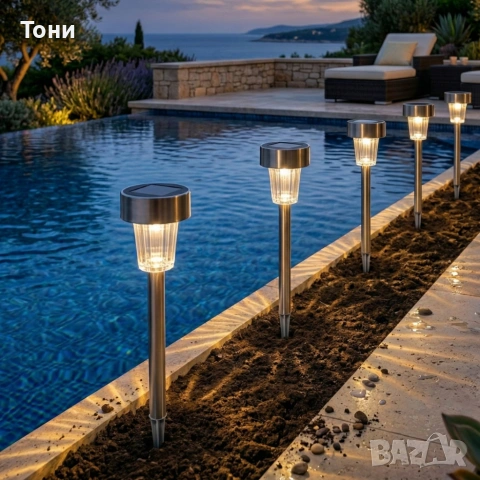Комплект от 5 броя Led соларни лампи - автоматично включване без разход за електроенергия, снимка 2 - Други - 54073678