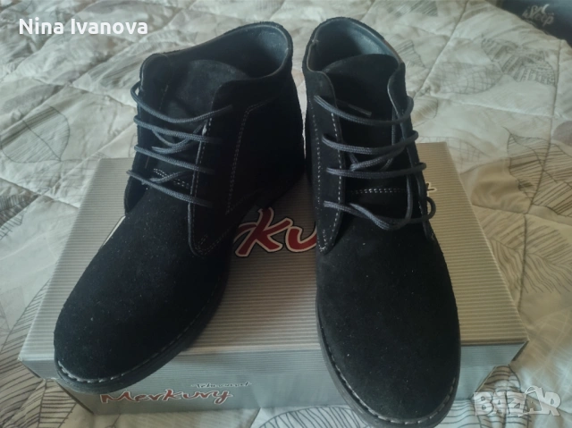 Дамски кларкове от естествен велур черен цвят, снимка 3 - Дамски боти - 53092618